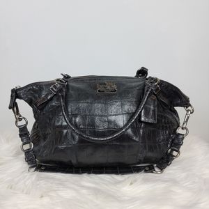 COACH Black Leather Exotic Madison Satchel #15954